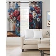 thumbnail image 2 of 4 of July Blackout Curtains for Bedroom Living Room Darkening Curtains 63 Inches Long Independence Day Flowers Retro Pastoral Painting Window Curtain 2 Panels Set Window Treatment Drapes 52"x63", 2 of 9