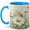 Blue, variant on White Daisy Flowers 11oz Ceramic Mug, Wildflower Coffee Cup