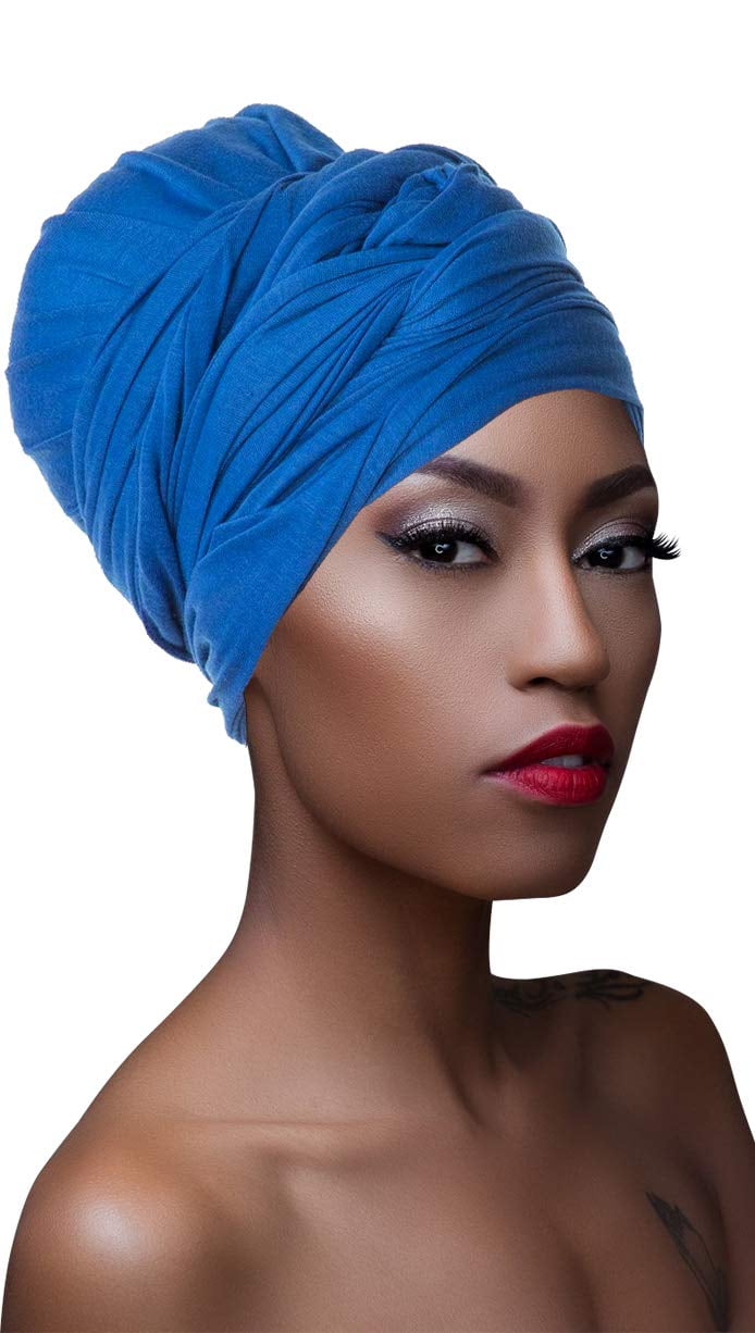 17 Colors Solid Color Head Wrap & Scarf Stretch Jersey Knit Hair Wrap Long Turbans Hijab 