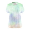 thumbnail image 4 of Fnooota Women's Plus Size T-shirts, V-Neck Casual Tie Dye Workout Short Sleeve Tops Green Size 2XL, 4 of 4