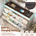 thumbnail image 4 of Blotout 6 Drawer Double Dresser with LED Lights and Charging Station, Wide Chest of Drawers and Metal Handles, Wood Storage Cabinet for bedroom, Living Room, 4 of 8