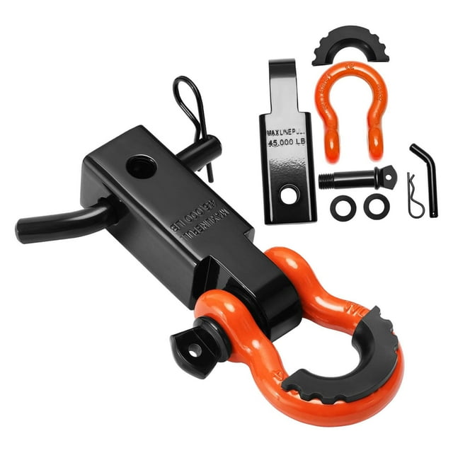 Colaxi Shackle Hitch Receiver Towing Kits Simple Using Attachments Portable Block Spare Parts with Hitch Pin for Trucks SUV Car Orange and Black