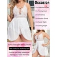 thumbnail image 4 of popiv Plus Size Babydoll for Women Double Layer Elastic High Waist Teddy Chemise Comfy Floral Lace Lingerie，White，XL-3XL, 4 of 5
