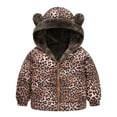 thumbnail image 2 of Lilgiuy Toddler Baby Boys Girls Leopard Print Plush Cute Winter Thick Casual Keep Warm Hooded Coat Jacket for Christmas New Year, 2 of 5