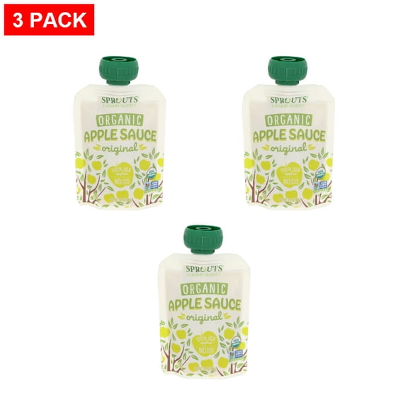 Sprouts Organic Apple Sauce Pouch 3.2 oz (Pack of 3)