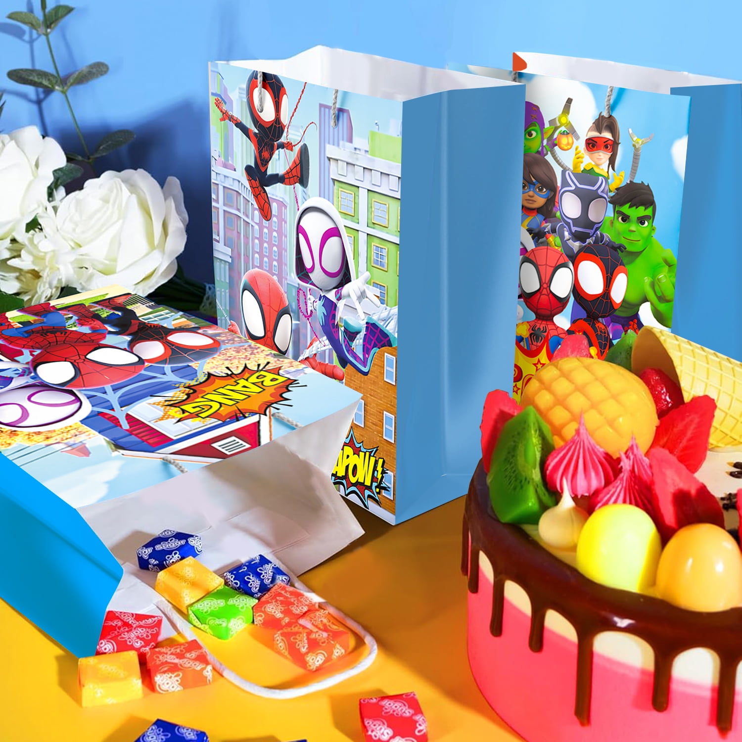 Spiderman and Friends Party Favor Bags - 16pcs Spiderman Themed Gift Bags, Celebrations Perfect for Kids, Goodie Bags