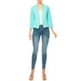 thumbnail image 5 of Women's Collarless Blazer Open Front Sleek 3/4 Sleeves Cardigan, 5 of 6