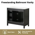 thumbnail image 5 of 36" Bathroom Vanity with Ceramic Sink, Solid Wood Bathroom Vanity Cabinet with 2 Doors and 3 Drawers, Freestanding Vanity Cabinet with Metal Handle, Black, 5 of 9