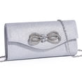 thumbnail image 1 of Bolso de noche DETARA con lazo de cristal brillante, bolso de mano plateado, 1 of 9