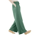thumbnail image 4 of WJHWSX Women's Pants,Casual Pants for Women,Straight Leg Pants Women,Elastic Waistband,Breathable,Solid,Polyester,Green,XL(US:10), 4 of 6
