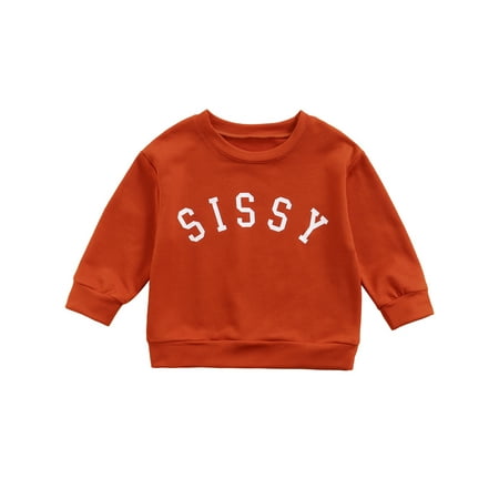 

Sunisery Lovely Kids Girls Boys Sweatshirt Tops Letter Printed Long Sleeve Pullover Autumn Outwear Brown 4-5 Years