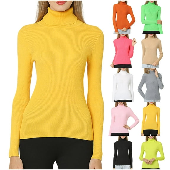 Maean Turtleneck Sweater for Womens Pullover Ribbed Knit Long Sleeve Slim Sweaters Casual Trendy Tops