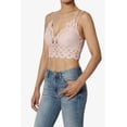 thumbnail image 3 of TheMogan Women's Padded Lace Bralette Cross Strap & Stretchy Smocked Back Crochet Bra Crop Top Dusty Blush 3X, 3 of 7