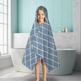 thumbnail image 6 of Blue Geometric Striped Pattern Hooded Bath Towel，50"x30" for Ages 3 To 12 Kids, Quick Dry Lightweight Soft Microfiber Hood Beach Towel Cover Up for Kids, 6 of 7