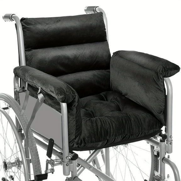 [Senior Wheelchair Cushion] Black Wheelchair Cushion | Wheelchair Seat Cushion With Strap For 18 Inches Armrest And Support For Senior