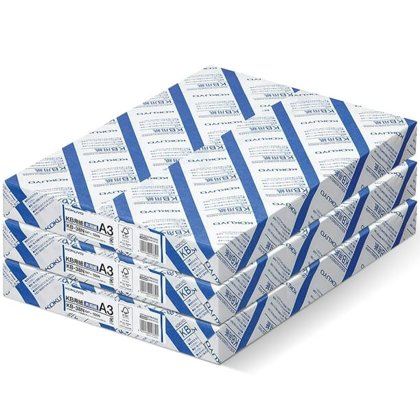 Papel de copia KOKUYO A3 1500 hojas, 80 brillantes, certificado FSC
