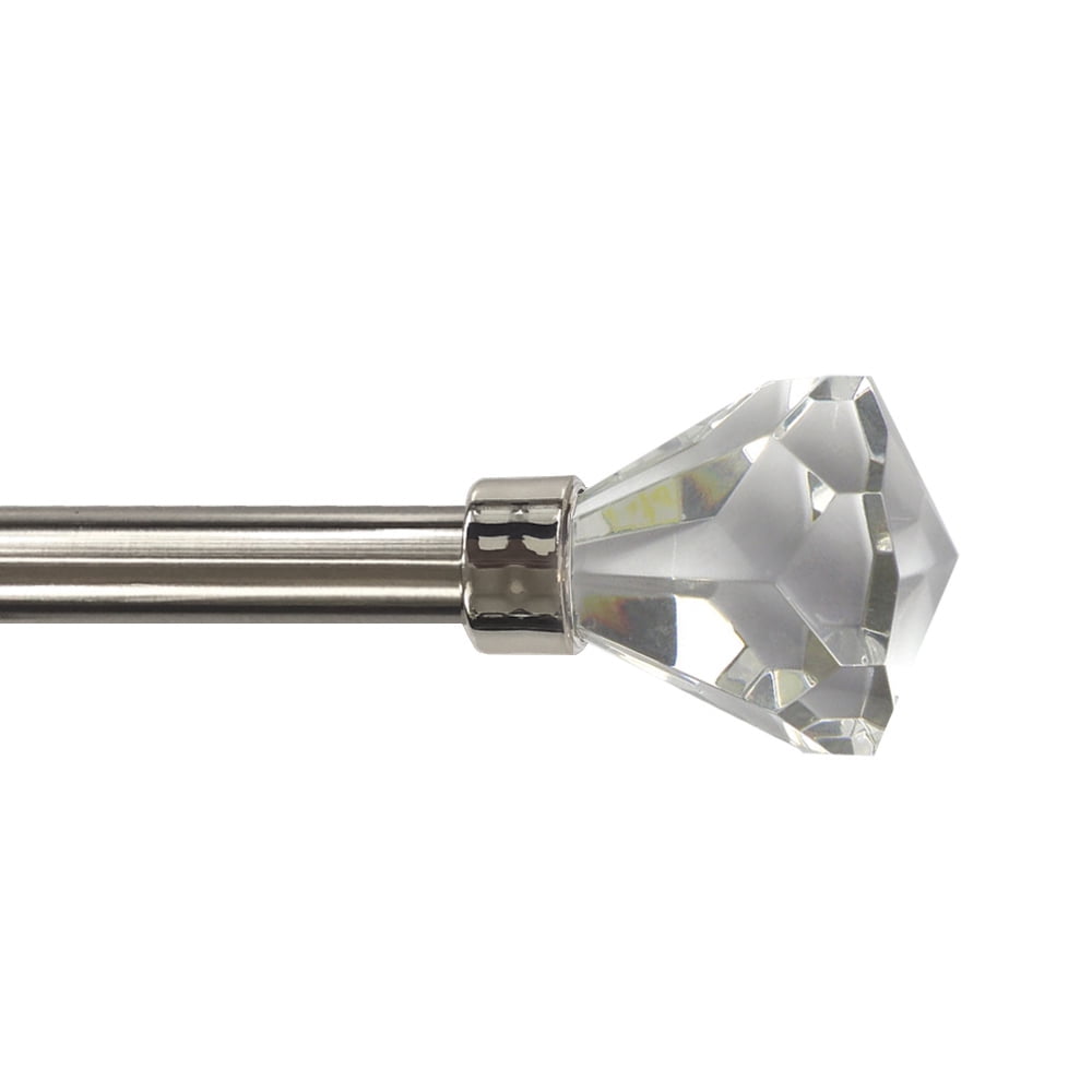 Mainstays 3/4" Faceted Clear & Nickel Single Expandable Curtain Rod, 30