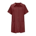 thumbnail image 5 of Kaemgyyd Dresses for Women Rolled up Short Sleeve Button down Casual Dresses Summer Loose Beach Shirt Dresses with Pockets, 5 of 6