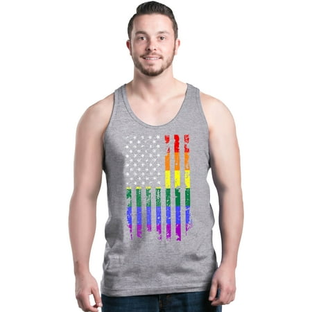 Shop4Ever Men's Distressed Rainbow Flag Gay Pride Graphic Tank Top