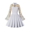 thumbnail image 1 of ZAXARRA Robe Longue Évasée à Manches Longues en Maille Brodée de Fleurs pour Femmes Mode Automne Décontractée Midi, 1 of 9