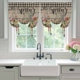 thumbnail image 4 of Spring Flowers Balloon Curtains for Windows, Bedroom Curtains 54 Inch Length, Farmhouse Vintage Black Plaid Wood Grain Tie Up Curtains Panels Thermal Insulated Bathroom Curtains Window 42"x54", 4 of 8