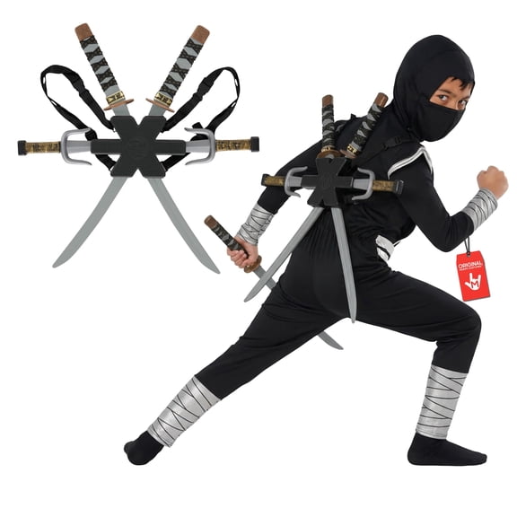 Morph Kids Toy Ninja Sword Set Boys Plastic Weapon Costume Accessory Halloween Black One Size