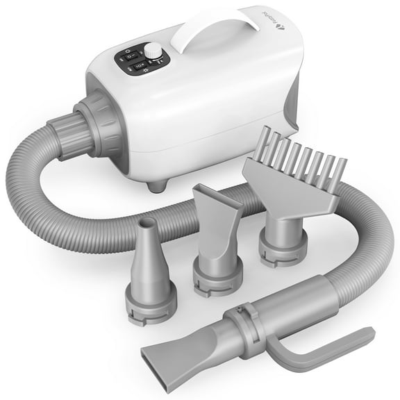 FuzzyPal Dog Dryer for Pet Grooming, 1450W High Velocity Blow Dryer for Dogs with 150 Mph Speed Airflow and Adjustable Temperature, 3 Nozzles Perfect for Pets, Furfriends Drying