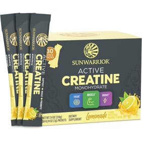 Sunwarrior Micronized Creatine Monohydrate Powder, Vegan Pre Workout Supplement, Raspberry, 30 Servings