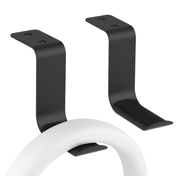 Geekria Headphone Wall Mount Aluminum Headset Holder, Gaming Headset Headphone Hook Holder, Headphone Stand Hanger Wall Mount Under Desk for All Headphones Size (2Pcs / Z / Black)