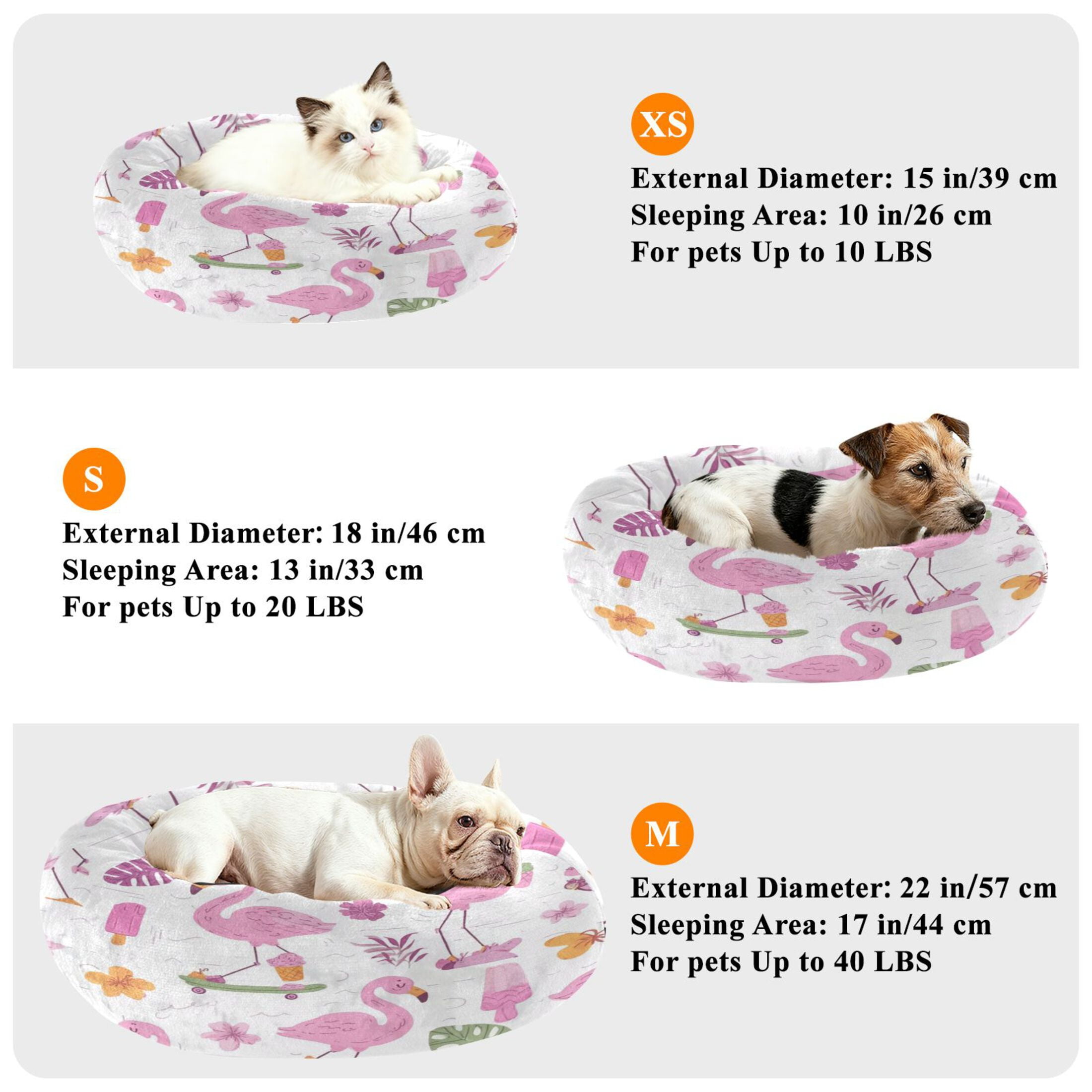 Iauyy Pet Couch Donut Cat Bed for Indoor Cats/Small Dogs Washable & Machine with Non-slip Bottom Calming Cat Furniture, Holding An Ice Cream Stick (M)