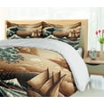 thumbnail image 6 of Ambesonne Nautical Duvet Cover Set, Ethnic Japanese Ocean Boat, King, Cinnamon and Petrol Blue, 6 of 6