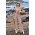 thumbnail image 4 of Womens Summer 2 Piece Outfits Color Block Short Sleeve Tops Tracksuit Slim Fit Pants Matching Set Lounge Sets 2026 Pale Pinkish Gray S, 4 of 8