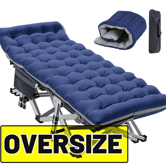 NAIZEA Oversized Heavy Duty Outdoor Camping Cot Bed with with Mattress, Portable Folding Bed for Adults, Rollaway Guest Bed Sleeping Cot with Carry Bag, 900 lbs