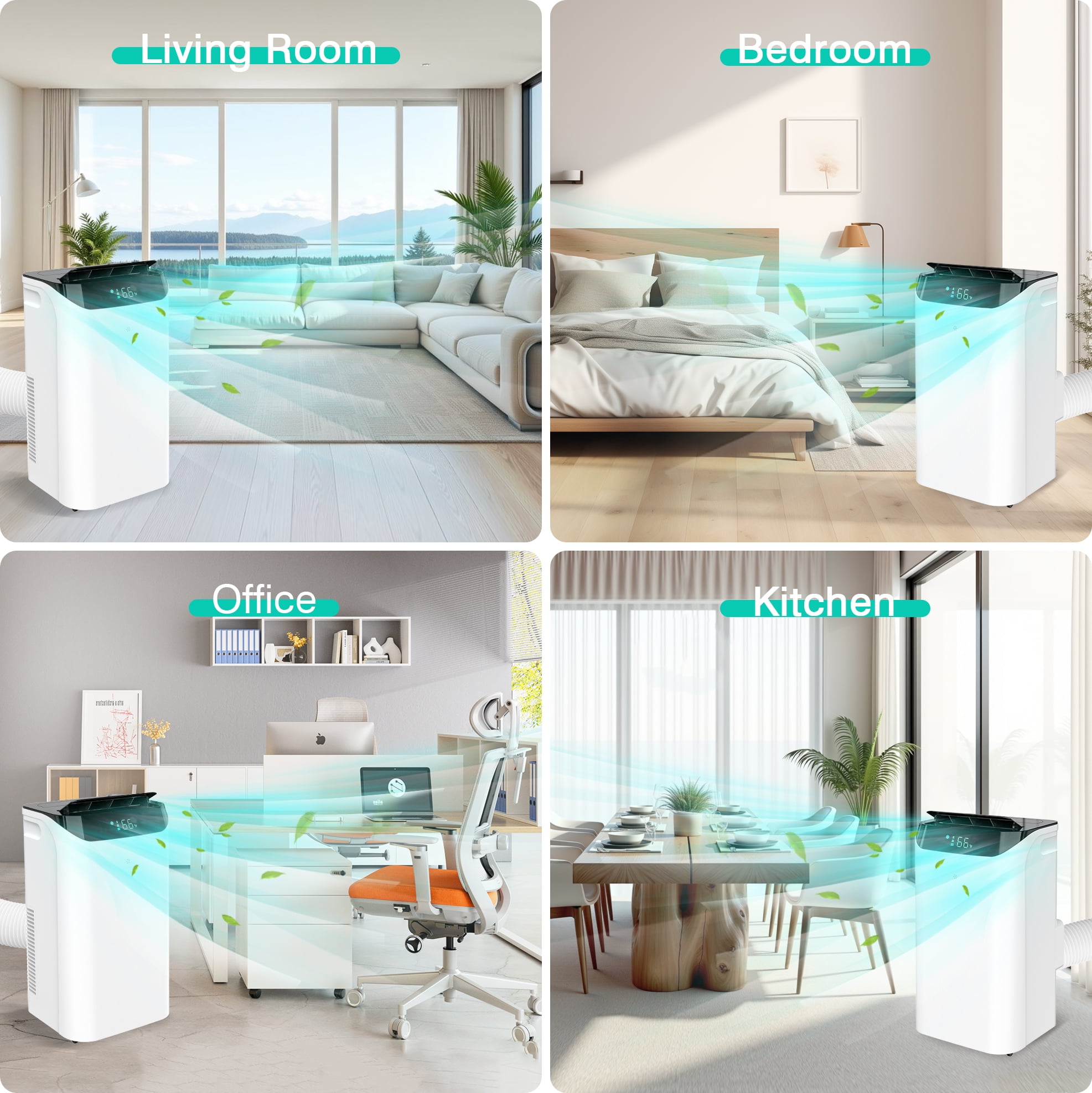 Lcxmtv 14000 BTU Portable Air Conditioners Cools up to 700 Sq. Ft., Portable AC Unit with Cool, Dehumidifier and Fan, Backlit Remote, DIY Window Kit, 24H Timer Sleep Mode, for Bedroom