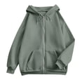 thumbnail image 5 of Zip Up Hoodie Women Long Sleeve Full Zipper Oversized Sweatshirt Comfy Travel Track Jacket Fall Clothes with Pockets,L, 5 of 8