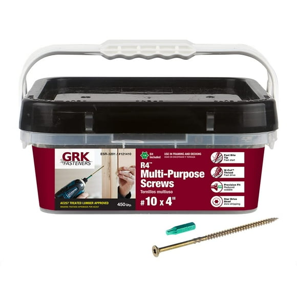 Tornillos GRK 121410 #10 x 4 pulgadas R4 multiusos, 450 unidades