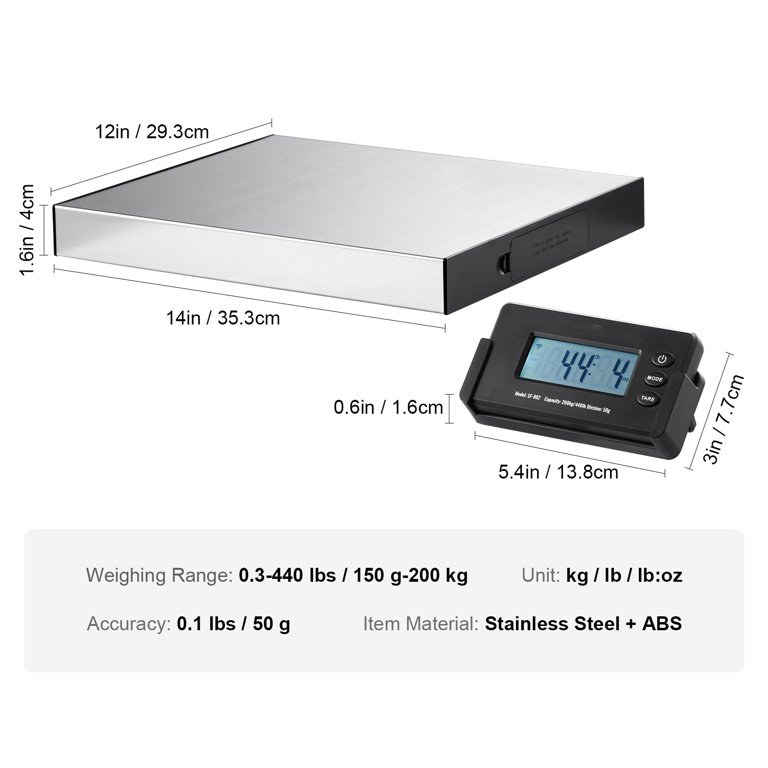  THINKSCALE Shipping Scale, 397lb Heavy Duty Postal Scale  Stainless Steel with 𝗪𝗶𝗿𝗲𝗹𝗲𝘀𝘀 Displays/Tare/3 Units, Digital  Postage Scale for Packages/Post Office/Home, Battery & DC Adapter Included  : Office Products