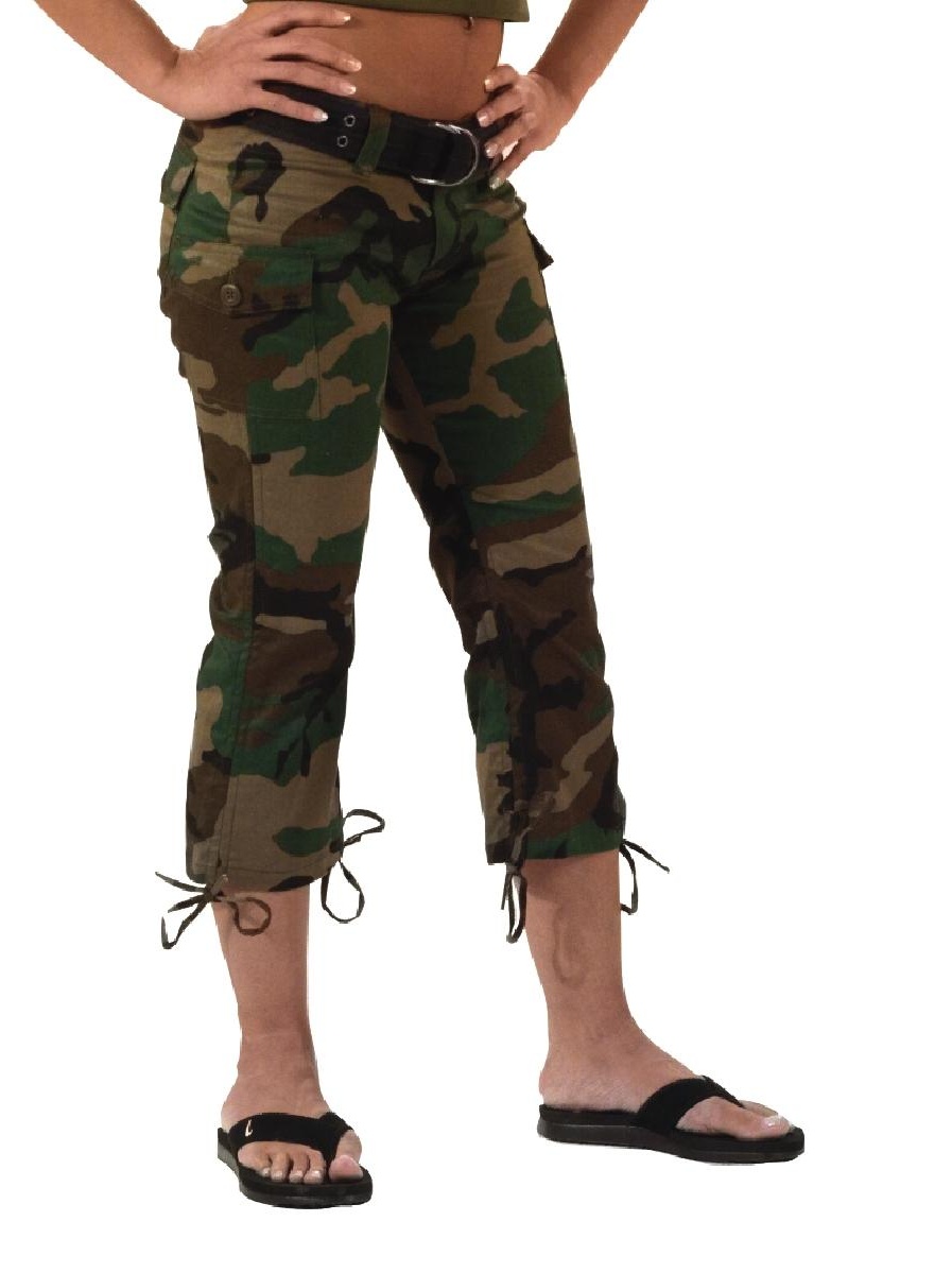 capri pants, woodland camo 