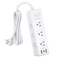 thumbnail image 1 of Tomas múltiples Clear Power con cargadores USB-A de 2 puertos y USB-C de 1 puerto, enchufe plano, estación de carga para el hogar y la oficina, 1 of 5