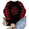 thumbnail image 4 of Christmas Graphic Tee Shirt for Women Plaid Long Sleeve Crewneck T-Shirt Merry Christmas Print Holiday Gift Tops, 4 of 4