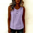 thumbnail image 5 of ClodeEU Women's Round Neck Sleeveless Tank Top,Casual Loose Fit Solid Color Blouse with Button for Summer Purple,Women's Plus XXL, 5 of 6