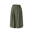 thumbnail image 7 of Cotton Linen Midi Skirts For Women Elastic Waist Button Detail A-Line Skirt Summer Casual Lounge Vacation Skirts With Pockets, 7 of 7