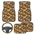 thumbnail image 2 of Pzuqiu Retro Flowers All Weather Car Mats Set 5 Pack Rubber Non-Slip Floor Mats with ar Steering Wheel Cover Car Interior Accessories Easy Installation Universal Fit Automotive Floor Mats, 2 of 6