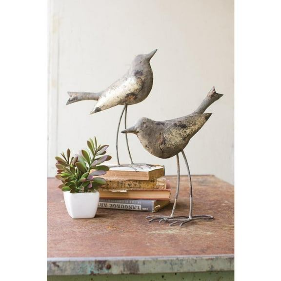 Kalalou Inc Set Of Two Metal Birds - Rustic Grey