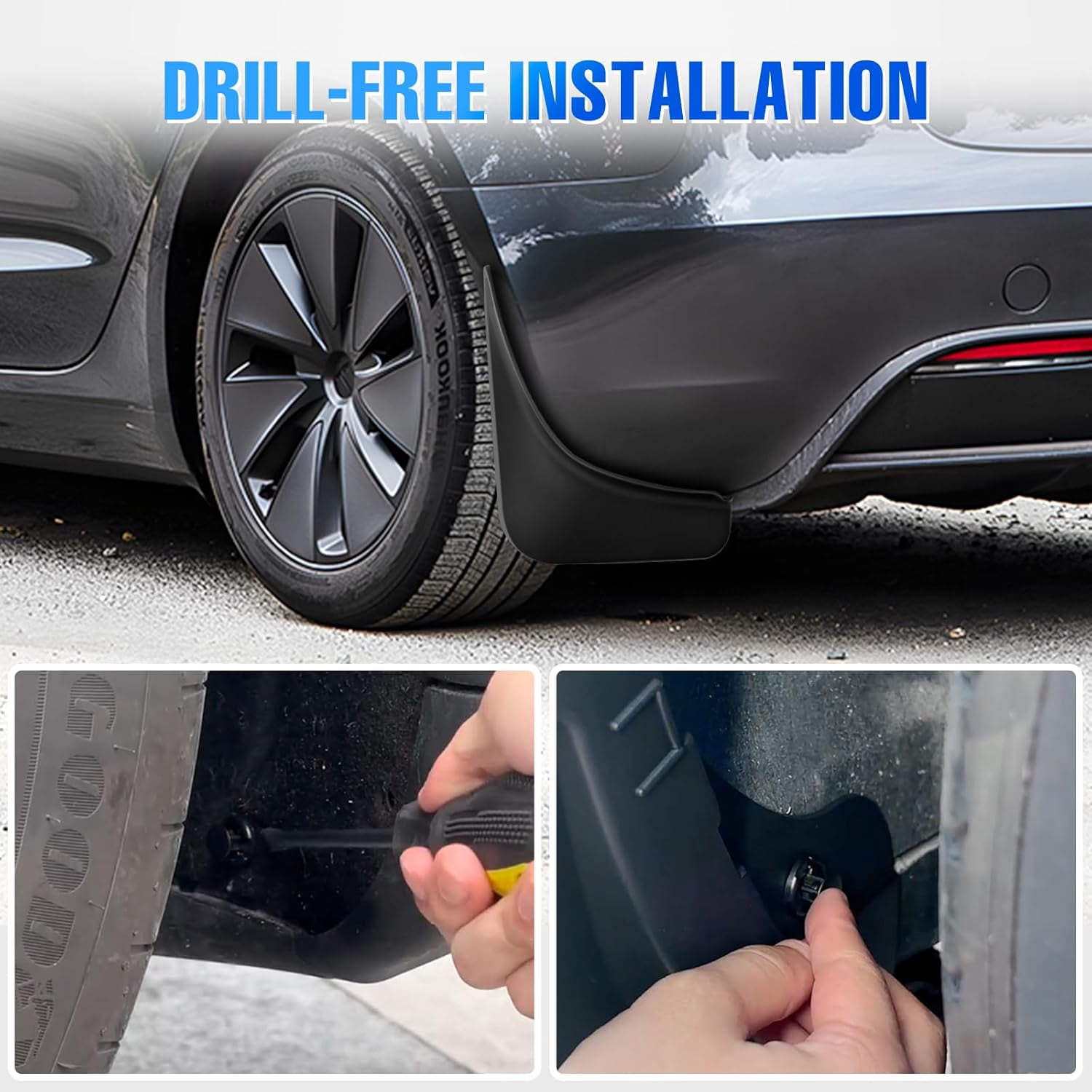 Nilight Mud Flaps for Tesla Model 3 Highland 2024 2025, No Drilling Precision Fit Exterior Accessories Heavy-Duty Splash Guards Protection, Front & Rear Set