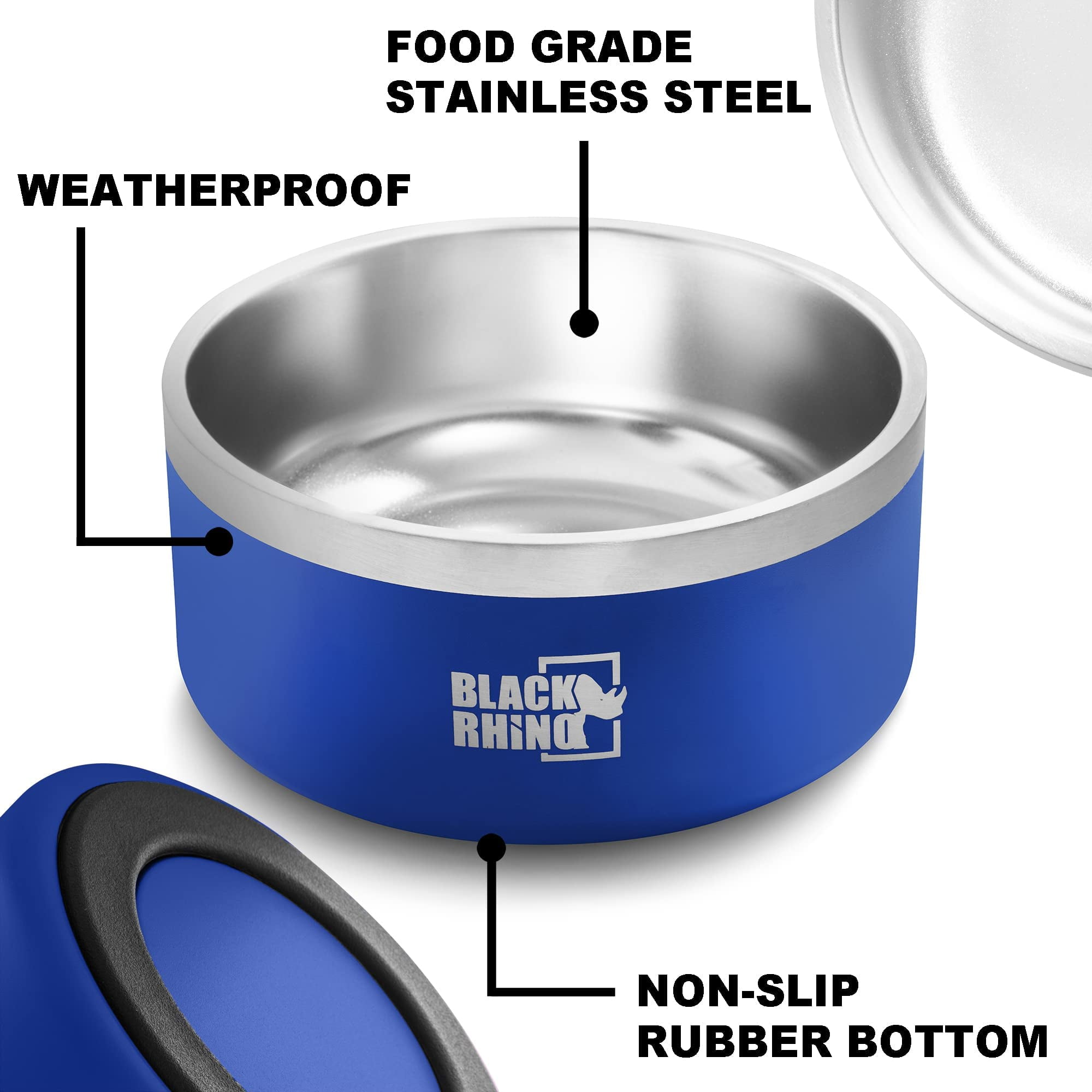 MUMUONE 64oz Stainless Steel Dog Bowl - Double Wall, Non-Slip, For Large & Medium Dogs