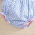 thumbnail image 3 of Leey-World Summer Outfits for Toddler Girls Toddler Baby Girls Striped Short Set Sleeveless Tank Top with Bow Embroidery Ruffled Bloomer 2 Piece Summer Outfits(Blue,18-24 Months), 3 of 6