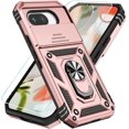 thumbnail image 1 of KOMI Phone Case for Google Pixel 9A Case with HD Screen Protector & Slide Camera Cover & Rotated Ring Kickstand, [Military-Grade] Phone Case for Google Pixel 9A, Rose Gold, 1 of 5