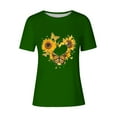 thumbnail image 4 of KIHOUT Nouveau Haut de Mode d'Été pour Femmes 2025, Haut Décontracté à Manches Courtes Imprimé Floral Col Rond Vert 2TG, 4 of 4