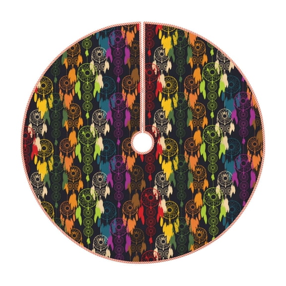 Rateoe Colorful Dreamcatcher Pattern Christmas Tree Skirt with Ties, Christmas Tree Decorations, Farmhouse Christmas Decor Xmas Holiday Decorations-30"